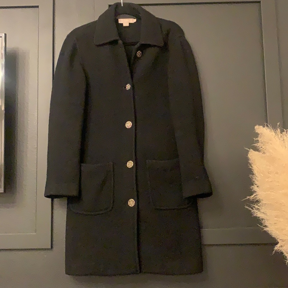 J Crew Long Black Boiled Wool Top Coat (Unlined)
